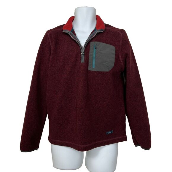 G.H. Bass & Co Explorer Burgundy Fleece 1/4 Zip Pullover Large - Picture 1 of 8